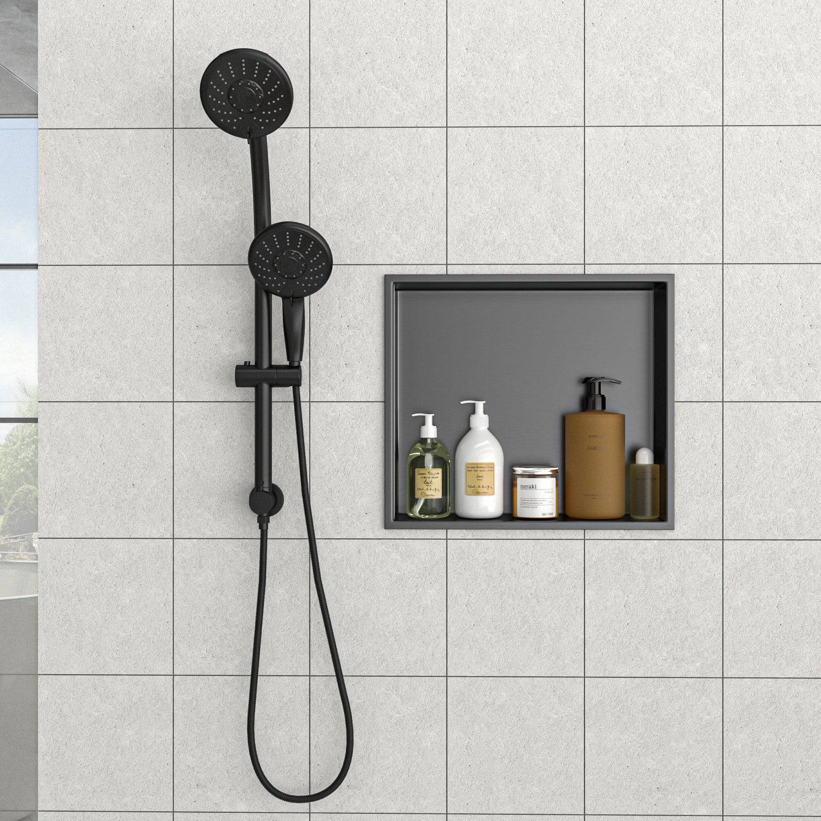 17" X 15" Stainless Steel Shower Niche With Corrosion Resistant Finish - Gunmetal Black - Image 4