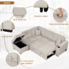 Sleeper Sofa Bed, 2 In 1 Pull Out Sofa Bed L Shape Couch With Storage Ottoman For Living Room, Bedroom Couch And Small Apartment - Beige - Image 5