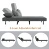 3 In 1 Foldable Linen Chaise Lounge With Adjustable Backrest Footrest & Detachable Pillow Convertible Chair Bed Accent Chair Small Space Sofa Bed For Living Room Bedroom And Office - Gray - Image 12