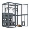 Outdoor Cat House With Shelves And Weather Protection, Removable Wood Boxes - Gray - Image 8