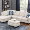 Alger - Wide Left Hand Facing Sofa & Chaise With Ottoman - Beige - Image 10
