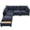 U - Shaped Sectional Sofa Modular Sofa Couch With A Movable Ottoman, A Coffee Table With Hidden Charging Devices For Living Room - Blue - Image 16