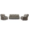 Home Theater Recliner Set Manual Recliner Chair With A Led Light Strip Two Built-In Cup Holders For Living Room - Gray - Image 17