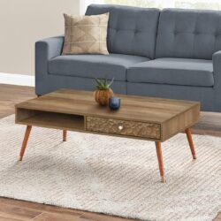 Coffee Table, Accent, Cocktail, Rectangular, Storage, Living Room, Wood Legs, Mid Century - Walnut