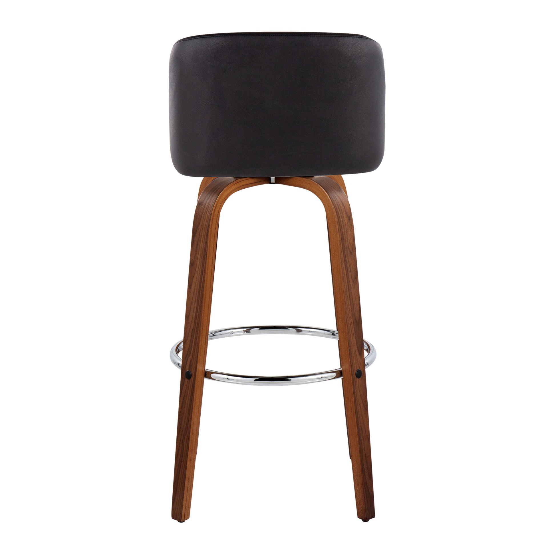 Toriano - Mid-Century Modern Fixed Height Barstool With Swivel With Round Footrest (Set of 2) - Walnut / Black - Image 5
