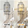 8 Light Metal Lantern Tiered Pendant Hanging Light Fixtures, Industrial Farmhouse Adjustable Height Chandeliers For Dining Room Hallway Foyer Entryway (E12 Bulbs Not Included) - Matte Black / Gold - Image 8