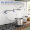 Modern Design Wall Mount Kitchen Pot Filler Faucet With Folding Stretchable Arm - Brushed Nickel - Image 4