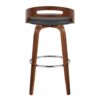 Cassis - Mid-Century Modern Fixed Height Barstool With Swivel With Round Footrest (Set of 2) - Walnut / Gray - Image 5