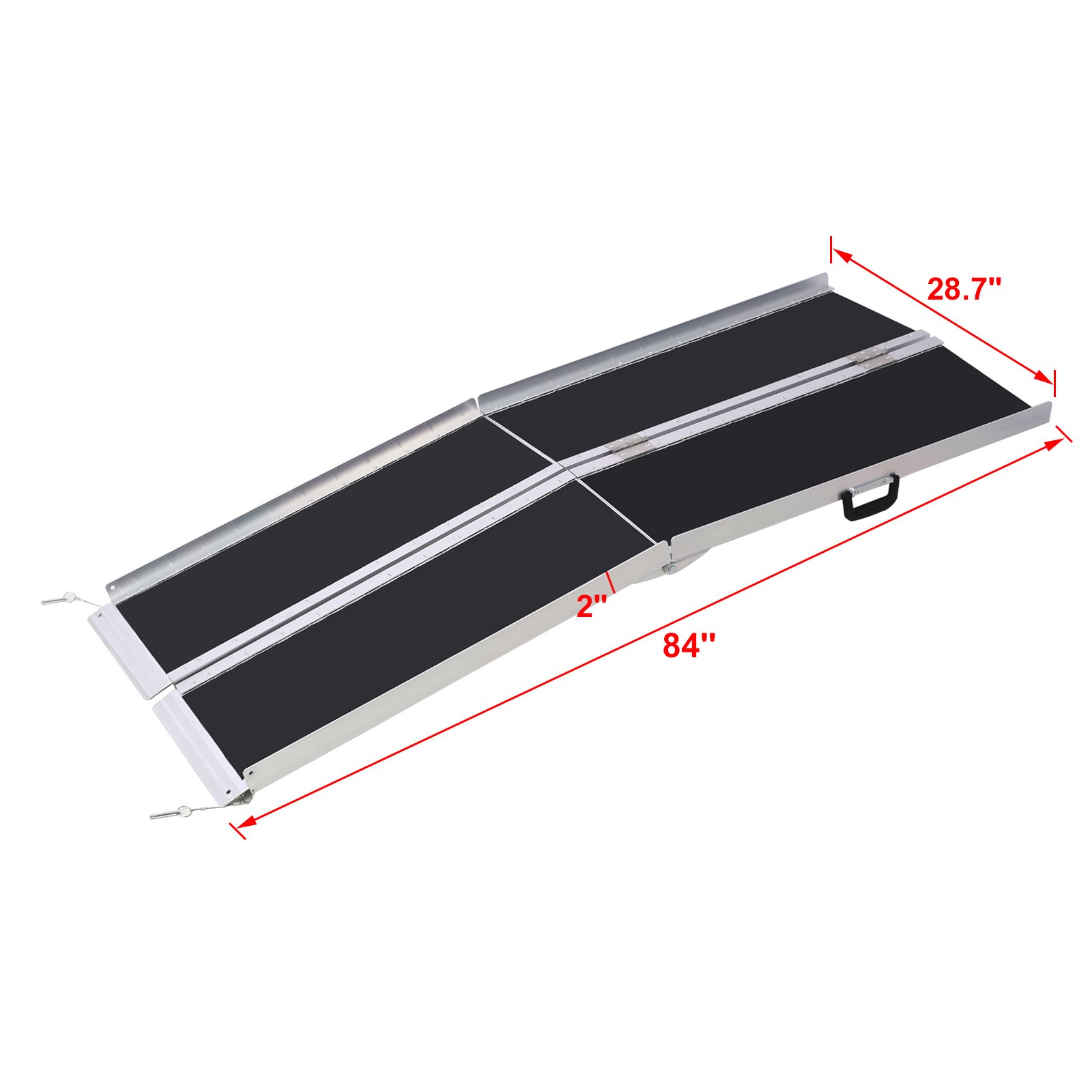 Portable Aluminium Wheelchair Ramp With Non Skid Surface 7Ft 600 Pound Capacity Foldable - Silver - Image 11