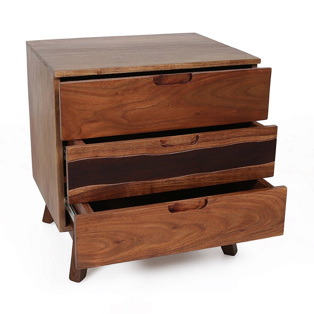 Nightstand Natural Wood - Brown - Image 4