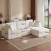 Cloud L Shape Modular Sectional Sofa With Ottoman, 3 Seater Convertible Couch - White - Image 3