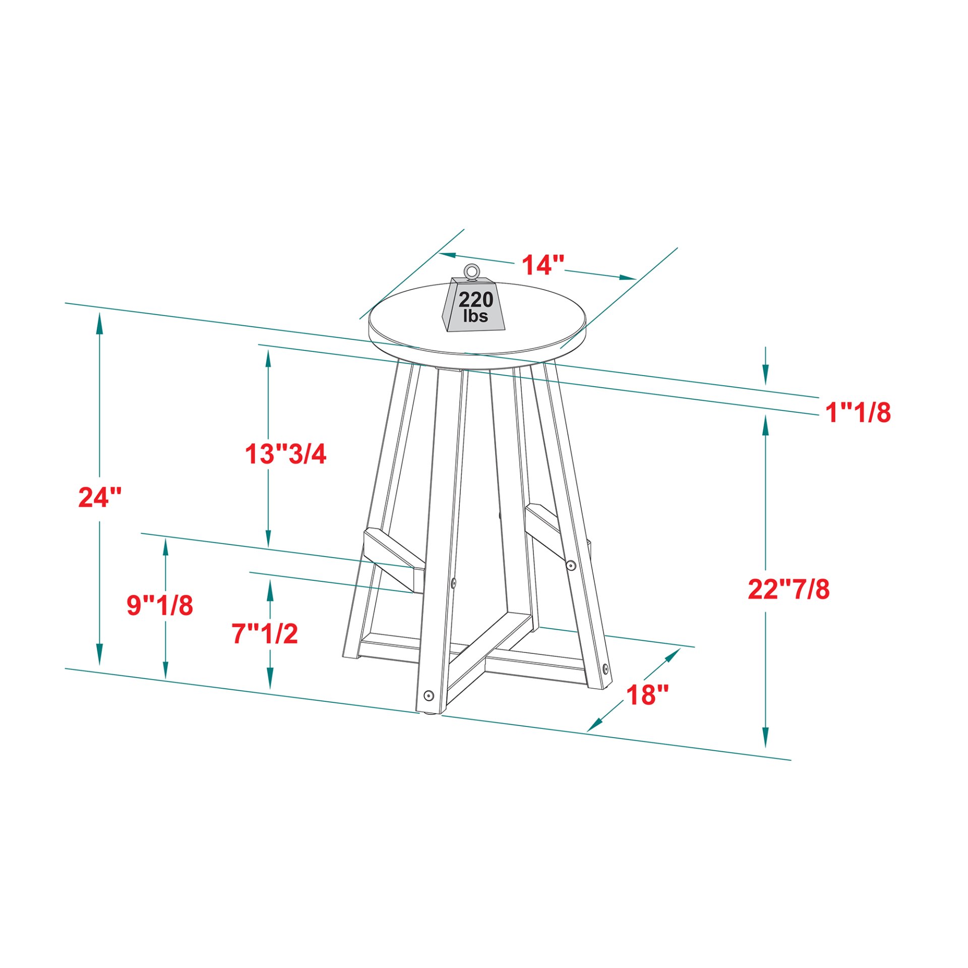 Rustic Distressed Solid Wood Round Dining Stool - Gray - Image 3