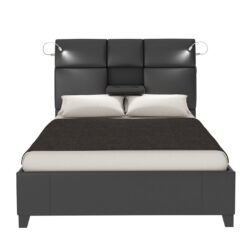 King Music Bed Touch Lighting Bluetooth Sound Beverage Tray - Black