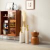 Floor Metal Vase Modern Style Decoration Home Metal Vase (Set of 3) Gorgeous Home Decoration Large Glazed Metal Vases - Gold / White - Image 20