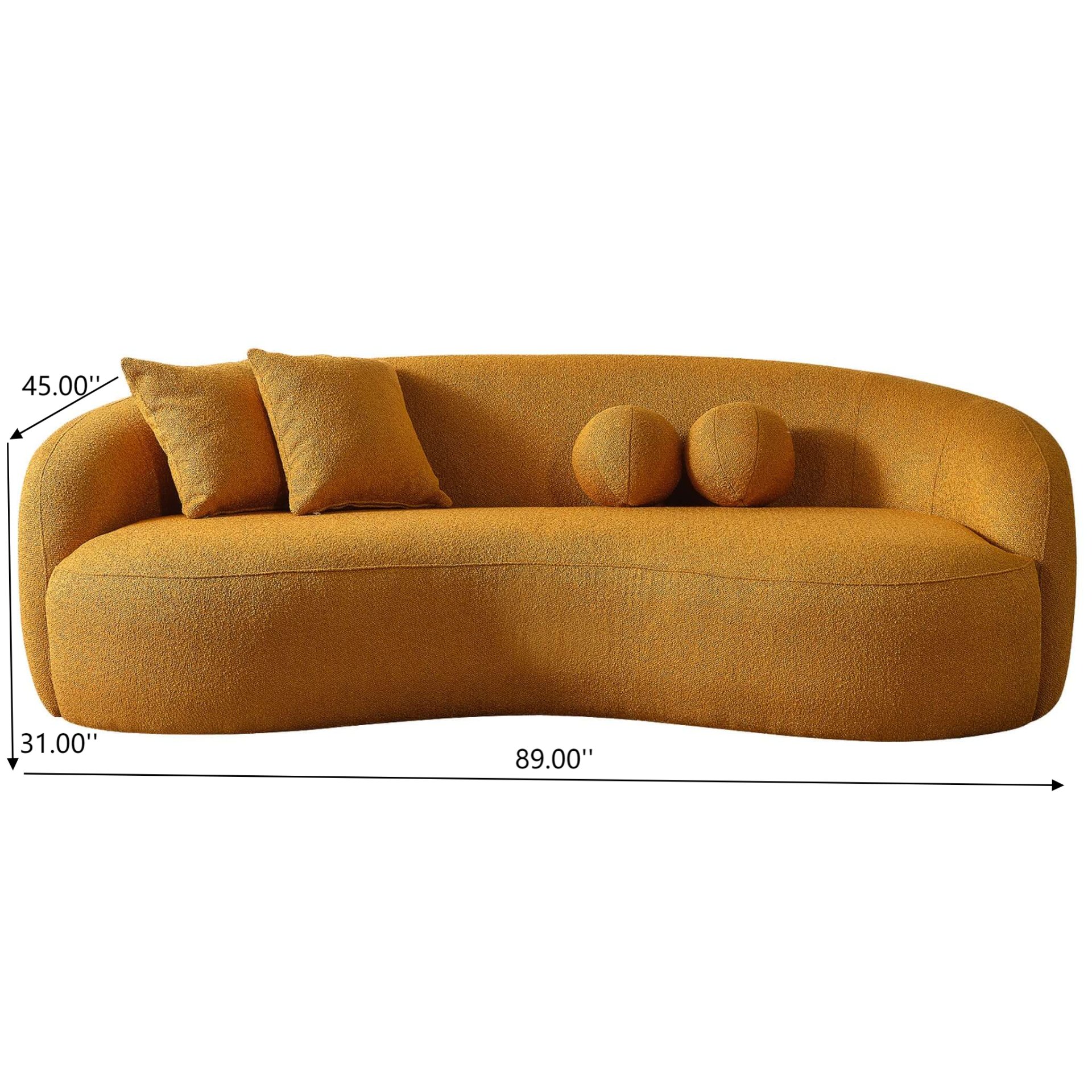 Drake - Japandi Style Curvy Sofa - Yellow - Image 3