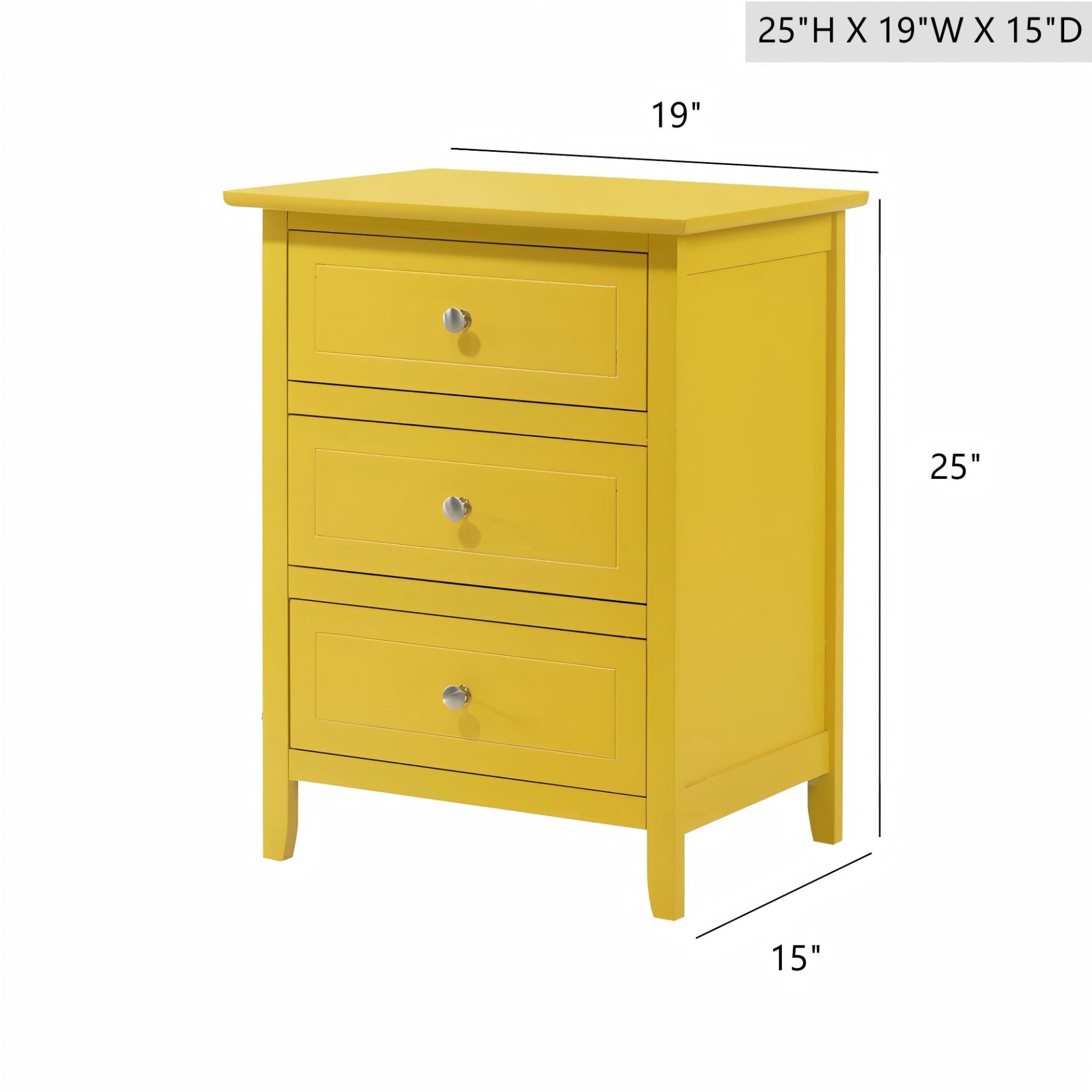 Transitional Nightstand For Bedrooms - Yellow - Image 3
