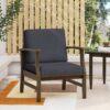 Enchanting Outdoor Club Chair With Slat Panel Design And Water Resistant Cushion - Dark Gray - Image 2
