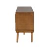 TV Stand With Vertical Slatted Doors And Sliding Panels, Solid Wood Legs - Brown - Image 10