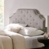 Luella - Button Tufted Full / Queen Upholstered Metal Panel Headboard - Light Gray - Image 5