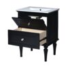 Bathroom Vanity Cabinet With Ceramic Sink Combo Set, Frame Modern Bathroom Storage Cabinet With 2 Drawers - Black - Image 15