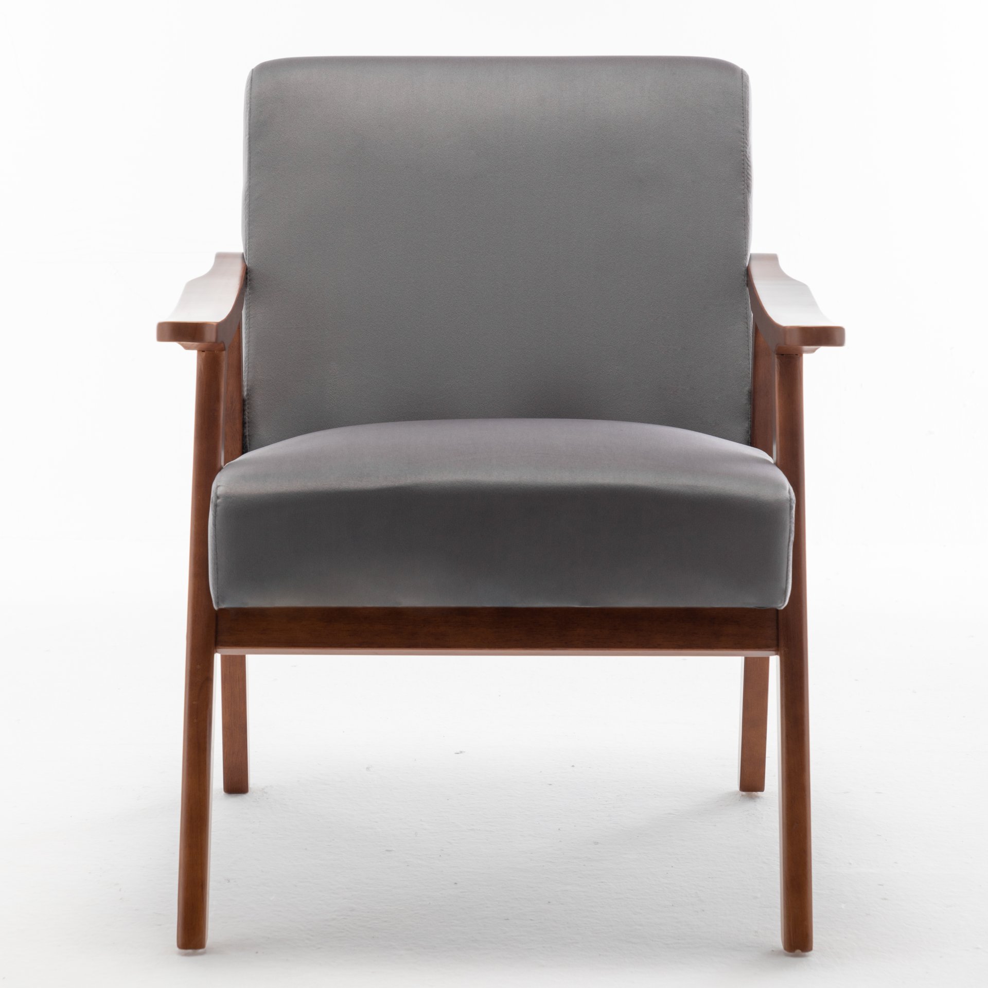 Accent Chair, Classic Mid Century Modern For Extra Seating - Gray - Image 3