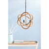 3 Light Farmhouse Chandelier, Rope Chandelier Globe Hanging Light Fixture With With Adjustable Chain For Kitchen, Bulb Not Included - Beige Brown - Image 5