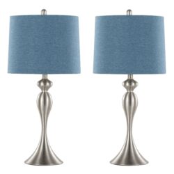 Ashland - Contemporary Table Lamp (Set of 2) - Nickel / Moroccan Blue Slub