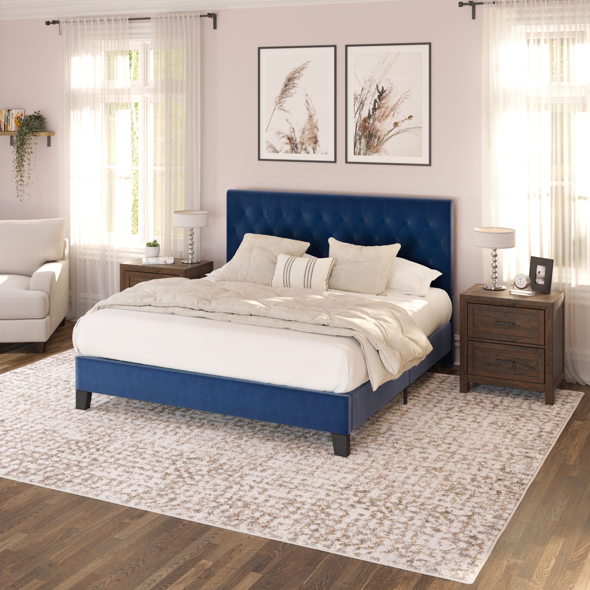 Luma - Full Upholstered Bed - Blue - Image 4