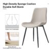 Chic Dining Chair With Black Metal Legs And Curved Widened Cushion Design (Set of 6) - Light Gray - Image 5