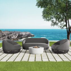 Willow - Upholstered Patio Deep Seating Sofa - Graphite Gray / Black