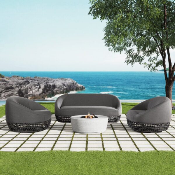 Willow - Upholstered Patio Deep Seating Sofa - Graphite Gray / Black