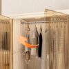Portable Wardrobe Closet Storage Organizer With 12 Magnetic Doors, 12 Cubes & Hanging Rod - White - Image 10