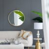 Round Mirror, Circle Mirror With Iron Frame For Living Room Bedroom Vanity Entryway, Hallway - Gold - Image 4