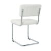 Modern Simple Light Luxury Dining Chair Set With Metal Legs, Teddy Fabric, Bow Design (Set of 4) - White - Image 10