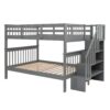 Full Over Full Stairway Bunk Bed With Storage And Guard Rail For Bedroom - Gray - Image 2