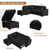 Sleeper Sofa Bed, 2 In 1 Pull Out Sofa Bed L-Shape Couch With Storage Ottoman For Living Room, Bedroom Couch And Small Apartment - Black - Image 6