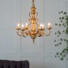 6 Light Chandelier, Hanging Light Fixture With Adjustable Chain For Kitchen Dining Room Foyer Entryway, Bulb Not Included - Gold - Image 3