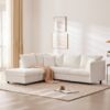 Modern Sectional Sofa With Vertical Stripes, 2 Pillows, 5 Seat Couch With Convertible Ottoman, Various Combinations, L-Shape Indoor Furniture - White - Image 16
