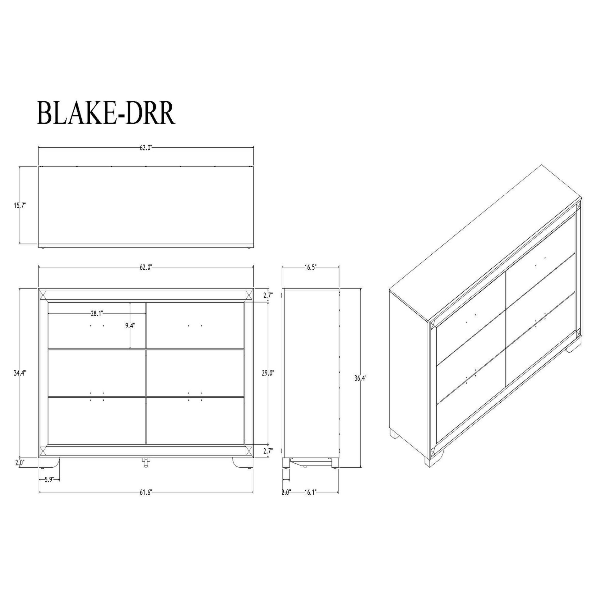 Lively - Dresser With Glitter Detail And Thick Bar Handle Hardware - Black - Image 3