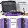 Expanable Spinner Wheel 2 Piece Luggage Set ABS Lightweight Suitcase With Tsa Lock 20" / 24" - Purple - Image 8