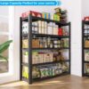Tall Metal Shelves With 5 Removable Dividers Are High Capacity And Load Bearing For Garages, Kitchens And Offices - Black - Image 8