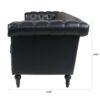 Traditional Square Arm Removable Cushion 3 Seater Sofa - Black - Image 10