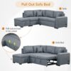 Sleeper Sectional Sofa, L-Shape Corner Couch Sofa - Bed With Storage Ottoman & Hidden Arm Storage & USB Charge For Living Room Apartment - Dark Gray - Image 3
