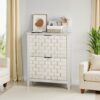 Retro Shoe Storage Cabinet, Mid Century Vintage Freestanding With 2 Flip Drawers, Suitable For Entryway - Retro White / White / Vintage - Image 6
