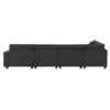 U Shaped Sectional Sofa 6 Seat Couch Set With Oversized Ottoman, Hidden Armrest Storage And Cup Holders USB Charging Ports Wide Seat Sofa - Black - Image 9