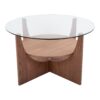 U - Shaped Contemporary Coffee Table - Walnut / Clear - Image 3