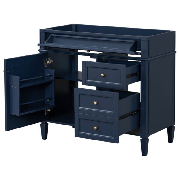 Bathroom Vanity Without Top Sink, Modern Bathroom Storage Cabinet With 2 Drawers And A Tip-Out Drawer, Frame (Not Include Basin Sink) - Blue