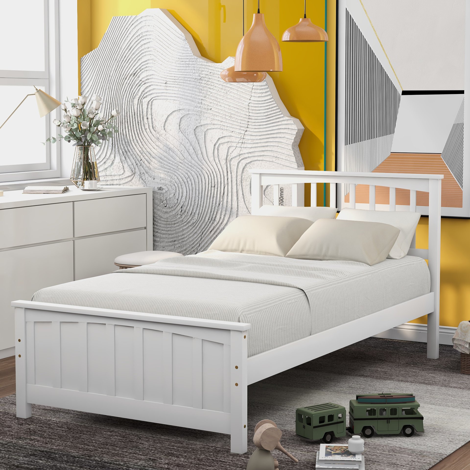 Twin Size Platform Bed - White - Image 2