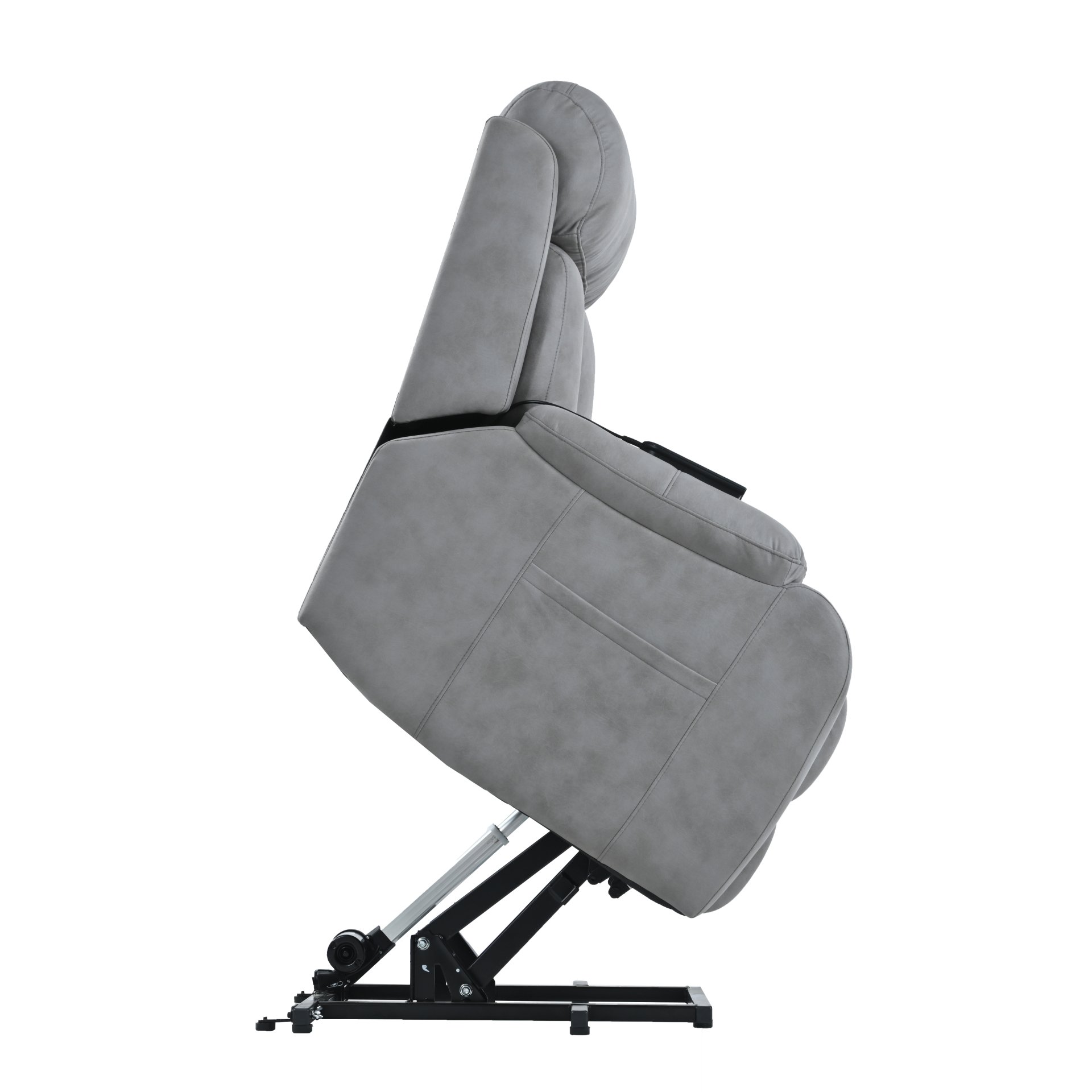 35.4" Electric Power Lift Recliner Chair, Fabric Recliner Chair, Home Theater Seating, Living Room Chair, Side Pocket, Remote Control - Light Gray - Image 24