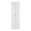 Armoire Wardrove, Hanging Rod, 2 Drawers, 1 Shelf - White - Image 6